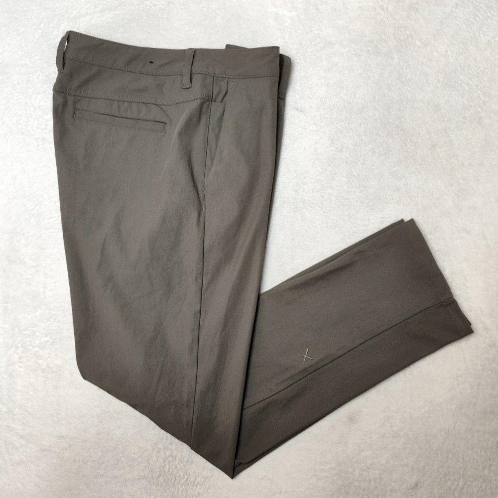 Cuts Pants Mens 32x32 Gray AO Chino Slim Microfiber Tapered Flat Front Business